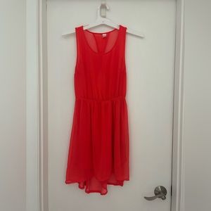 New York & Company bright coral sheer back dress